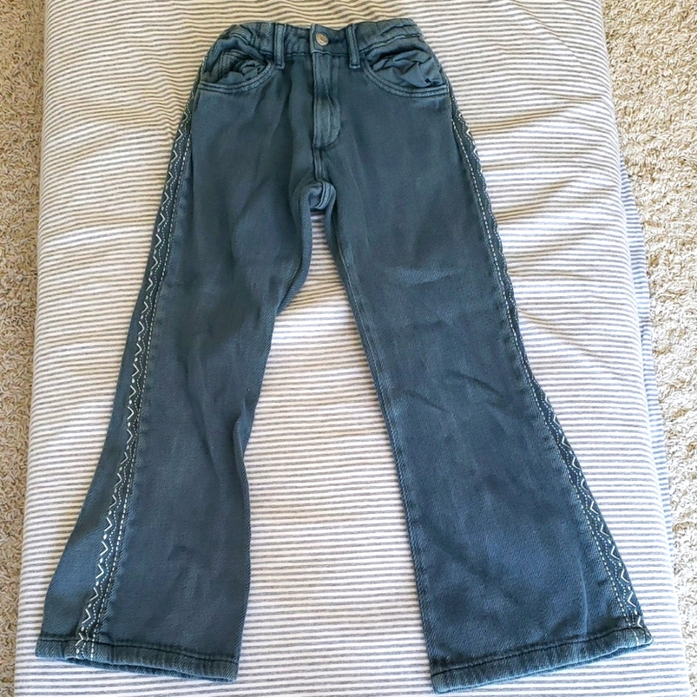 Zara Denim Blue Girl Jeans with Pattern Detail